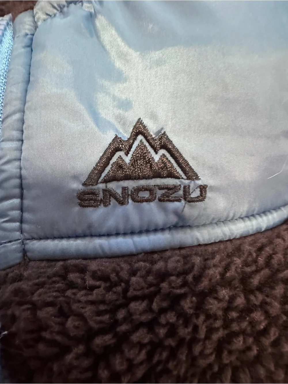 Snozu 9-12 months Navy One-Piece Sherpa Footie coat with Bright Blue Trim